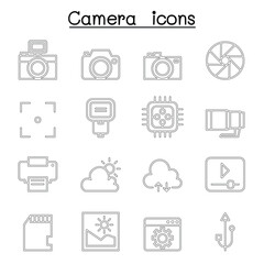 Photography icon set in thin line style