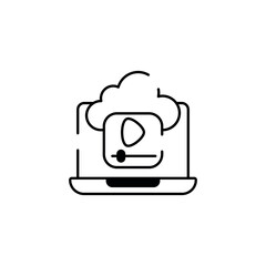 Cloud Video icon design with white background stock illustration