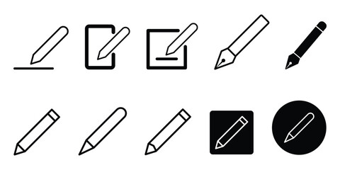 Pencil, sign up icon set. Edit icon set. Pencil, fountain pen sign up icon vector illustration.