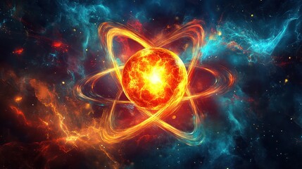 Fiery Atom in Cosmic Nebula