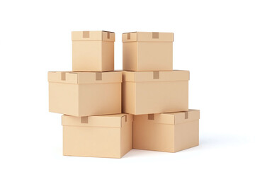 stack of cardboard boxes on a white background