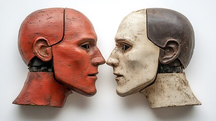 Conflicting Robotic Heads Confrontation.