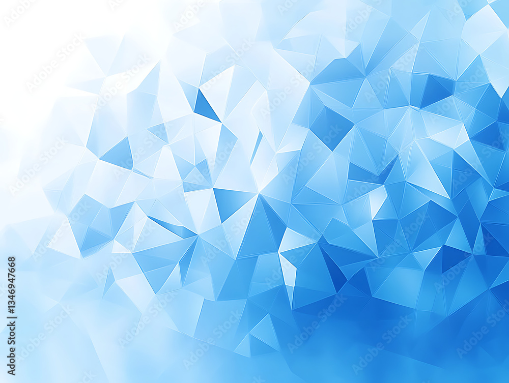 Poster abstract blue polygonal geometric background with light gradient and triangles