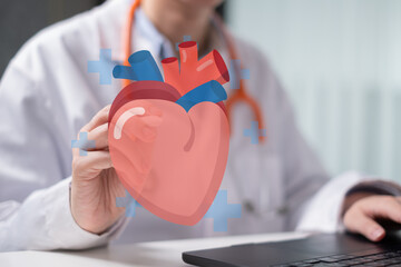 Doctor holding heart disease hospital care cardiologist medicine health stethoscope cardiology...