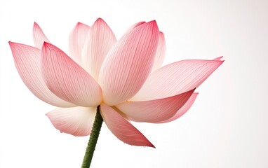 Obraz premium Blooming Lotus Flower with Pink Tipped Petals on White Background