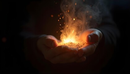The flame and hope in the palm of the hand