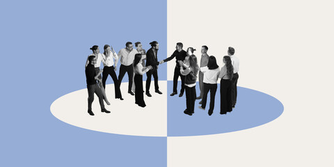 Business networking. Business people forming partnerships, exchanging ideas, negotiating agreements...