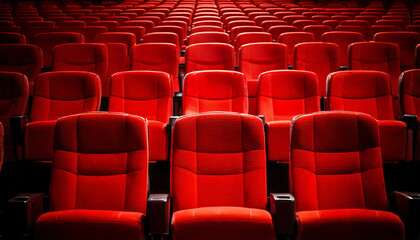 Fototapeta premium Rows of red seats in theatre