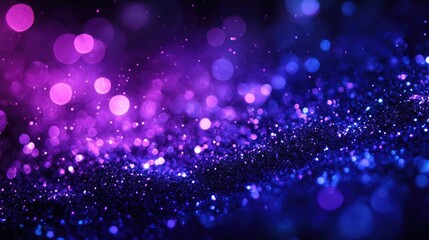 Vibrant abstract background with shimmering purple and blue bokeh lights creating a dreamy atmosphere