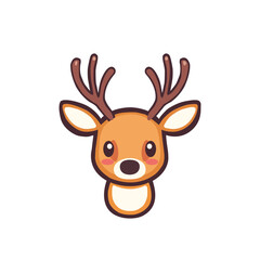 baby deer Adorable Cartoon Deer Head: Playful and Friendly Illustration with Expressive Eyes and Blushing Cheeks