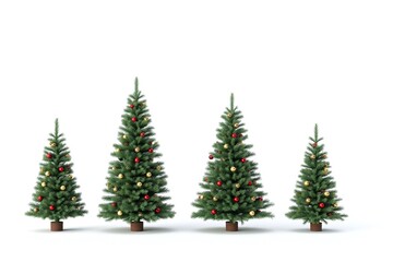 four different types of christmas trees with ornaments on them