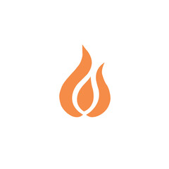  Minimalist Flame Icon: Orange Curved Design on a Clean White Background