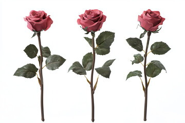 Naklejka premium three pink roses isolated on white background
