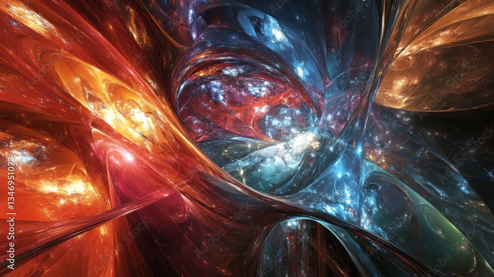 Poster multidimensional forms twist space into a new, abstract reality