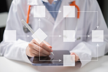 Doctor medical healthcare and medicine diagnosis treatment flowchart technology concept