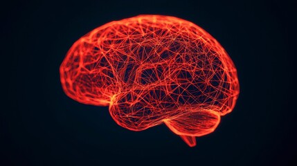 High-tech artificial intelligence concept with a 3D-rendered brain illuminated by intricate data pathways representing the evolution of the digital mind , Minimalism Clean and clear background color,