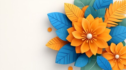 Obraz premium Colorful Paper Flowers on White Background for Greeting Cards
