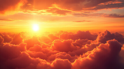 Fiery Sunset Above the Clouds