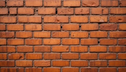 Obraz premium Textured Brick Wall in Deep Orange Shades, Rusty Accents, Urban Environment, Architectural Photography, Close-Up View