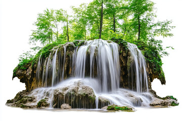 Fototapeta premium waterfall in the forest isolated on white background