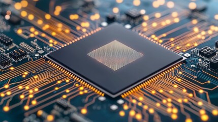 High-detail 3D render of a futuristic AI processor surrounded by illuminated big data streams symbolizing seamless artificial intelligence integration , Minimalism Clean and clear background color,