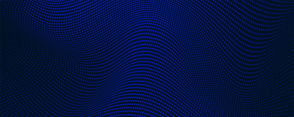 Fototapeta premium Dot blue wave light screen gradient texture background. Abstract technology big data digital background. 3d rendering.
