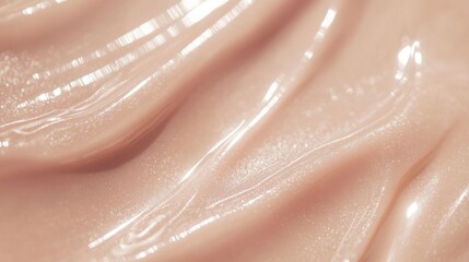 Obraz premium Close-up of shiny beige lip gloss.