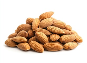 Fototapeta premium Pile of Healthy Almonds on White Background for Snack Concept