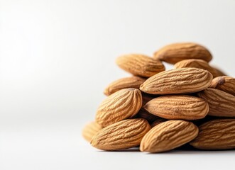 Pile of Almonds Isolated on White Background for Food Photography