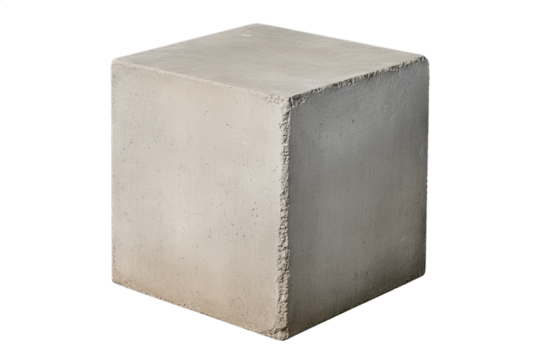 This concrete cube features a uniform surface with clean lines and sharp edges, making it versatile for design projects or minimalist decor