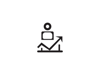 Person icon with upward trending graph, symbolizing growth, success, , finance, and career-related projects.