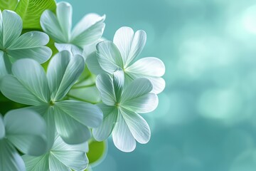 Fototapeta premium Delicate green flowers with soft glowing petals