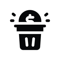 trash glyph icon. Strong and solid vector icon for websites, mobile interfaces, presentations, and visual branding. High quality and easy to edit.