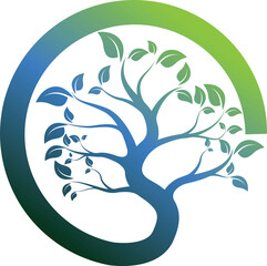 Root Of The Tree logo illustration. Vector silhouette of a tree,Abstract vibrant tree logo design, root vector - Tree of life logo design inspiration