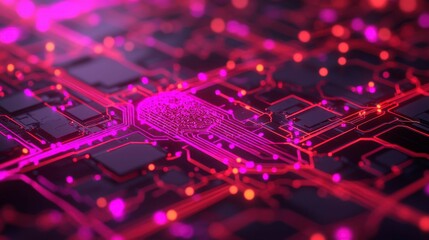 Fototapeta premium Futuristic AI concept in a 3D render with a glowing digital brain, interconnected circuits, and vibrant data clusters symbolizing artificial intelligence advancements , Minimalism Clean and clear
