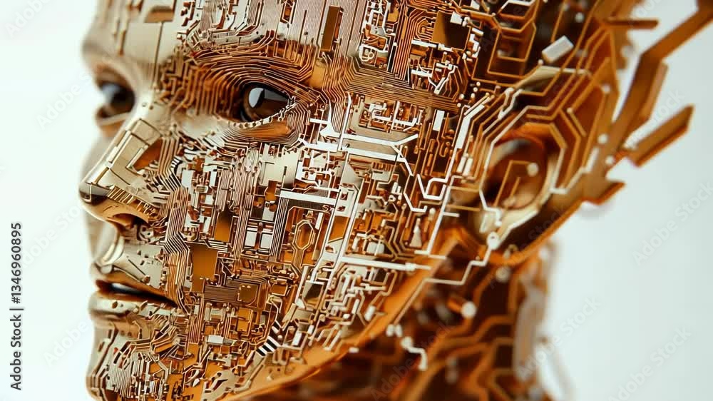 Aufkleber intricate robotic head showcasing advanced circuitry design and innovation in artificial intelligenc