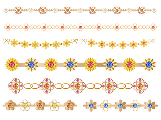 Obraz premium ジュエルライン■花のモチーフのラインセット・ゴールド