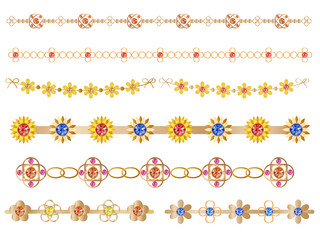 Fototapeta premium ジュエルライン■花のモチーフのラインセット・ゴールド