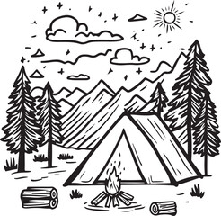 Mountain Camping Vector Bundle 