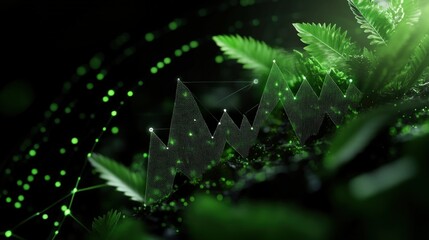 Fototapeta premium Lush Green Foliage Forming Upward Market Graphs Abstract Financial Concept
