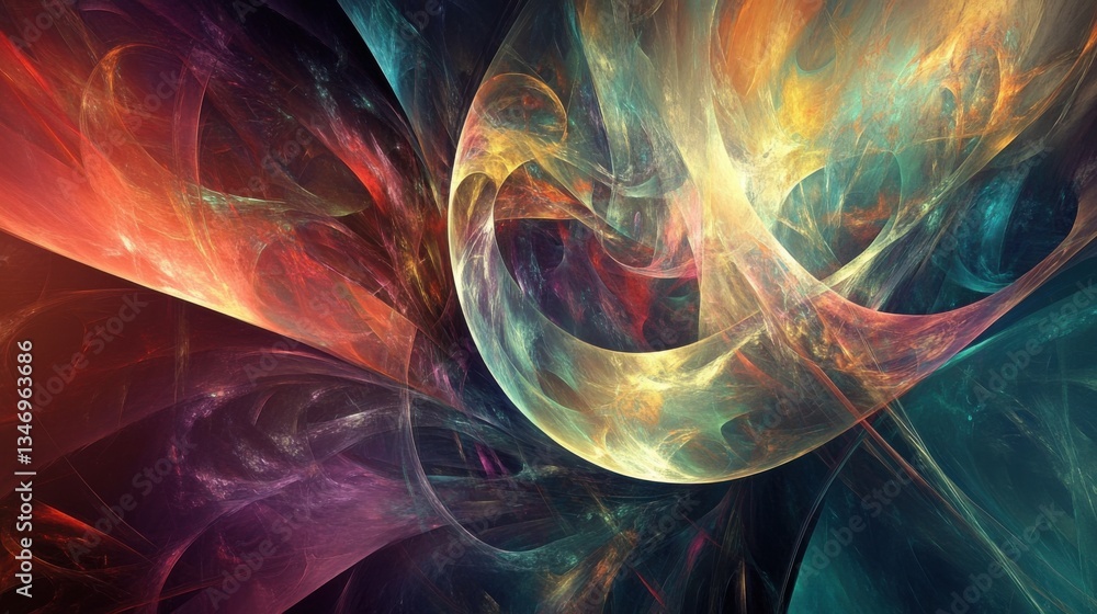 Poster multidimensional forms twist space into a new, abstract reality