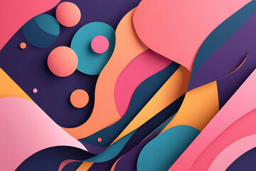 Abstract 3D Paper Cut Composition - Vibrant Fluid Shapes with Circles and Layered Texture