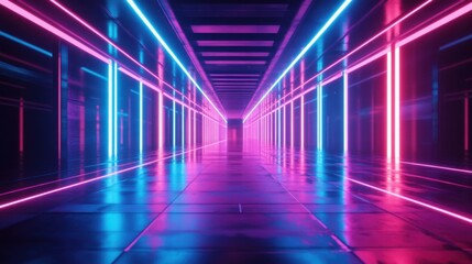 Fototapeta premium Retrofuturistic neon grids bring a nostalgic yet modern aesthetic
