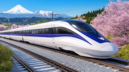Naklejka premium Train in motion on the railway with blur effect showing speed and movement on the track