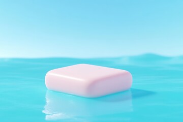 Light pink rectangular object on turquoise water