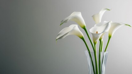 Obraz premium Elegant white calla lilies in vase.