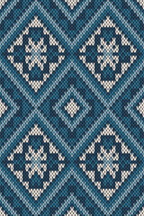 Seamless Ethnic Knitted Pattern with Geometric and Folk-Inspired Motifs