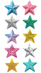 Obraz premium PNG sparkling star set, transparent background