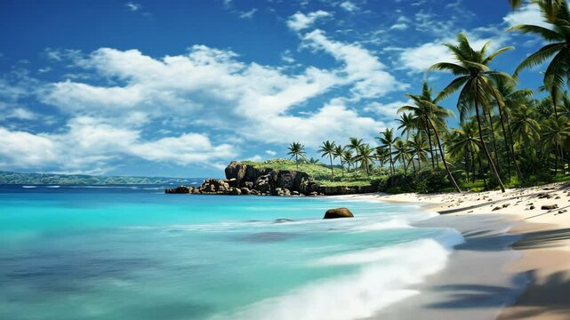 The ocean coastline is adorned with beautiful palm trees, golden sands, towering cliffs and impressive mountains, making it an ideal place for a relaxing and enjoyable holiday.