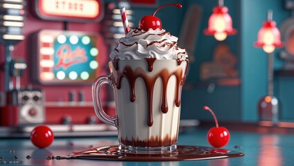 delicious ice cream sundae topped with whipped cream